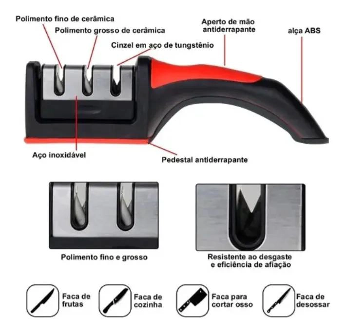 AFILADOR MANUAL PARA CUCHILLOS DE COCINA PRACTICO Y EFICAZ - 3