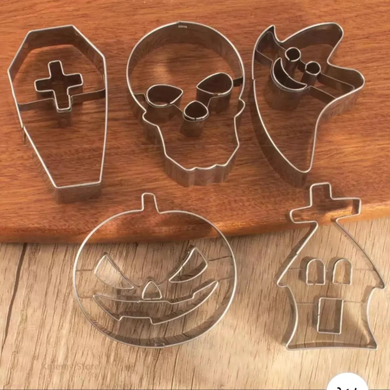 SET DE 6 CORTADORES PARA GALLETAS CON DISEÑOS TEMATICOS DE HALLOWEEN EN ACERO - 2