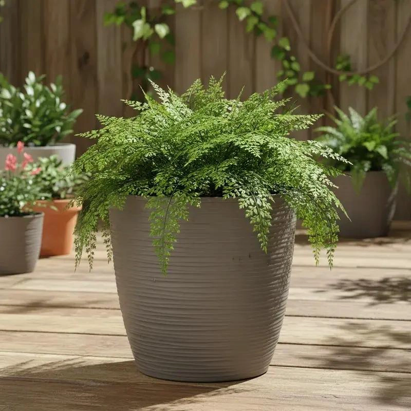 MACETA REDONDA ESTILO PIEDRA 33 CM PARA PLANTAS - 3