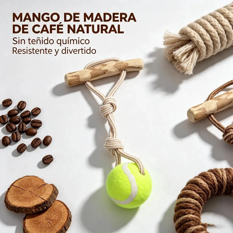 JUGUETE MORDEDOR DE MADERA Y CUERDA PARA PERROS 28X14CM - 9
