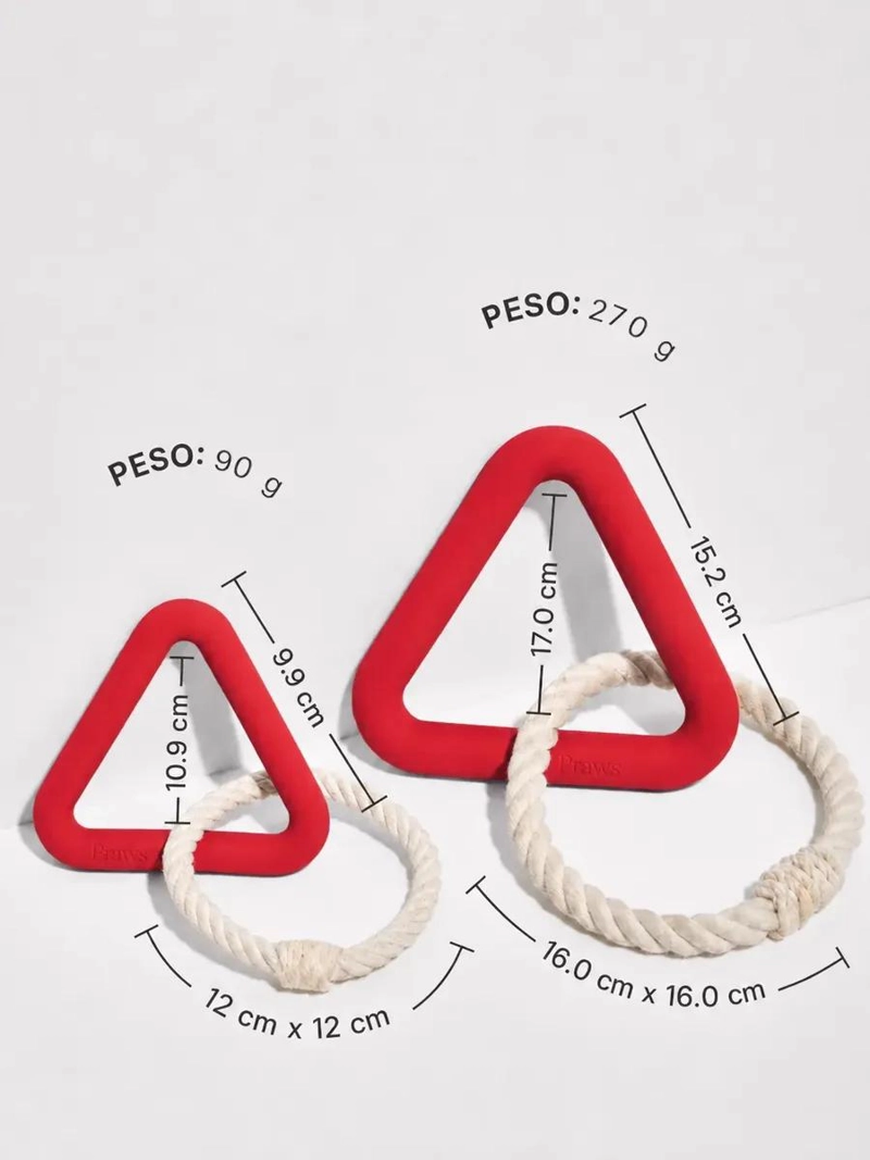 JUGUETE TRIANGULO DE GOMA NATURAL Y CUERDA PARA PERROS - 2