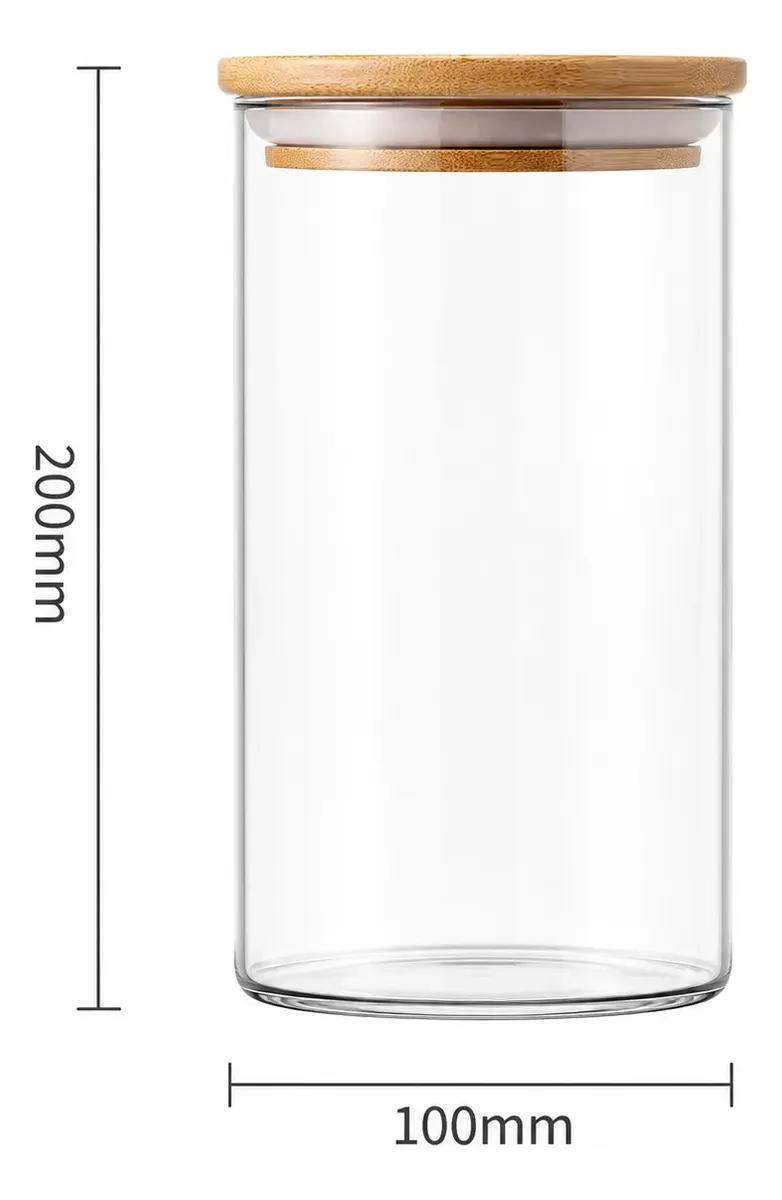PACK DE 2 FRASCOS DE VIDRIO HERME TICO CON TAPA DE BAMBU - 2