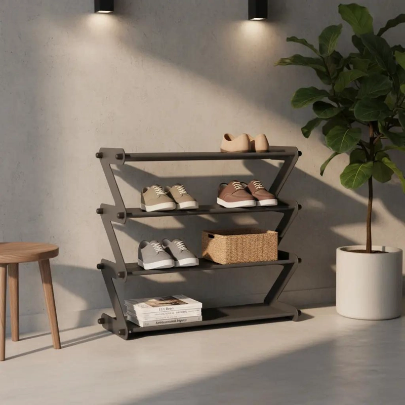 ORGANIZADOR DE ZAPATOS MODERNO PARA 8 PARES EN GRIS - 1