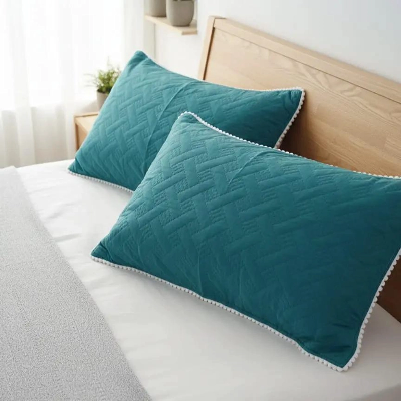 PACK DE 4 FUNDAS DE ALMOHADA RECTANGULARES DE POLIE STER VERDE - 4