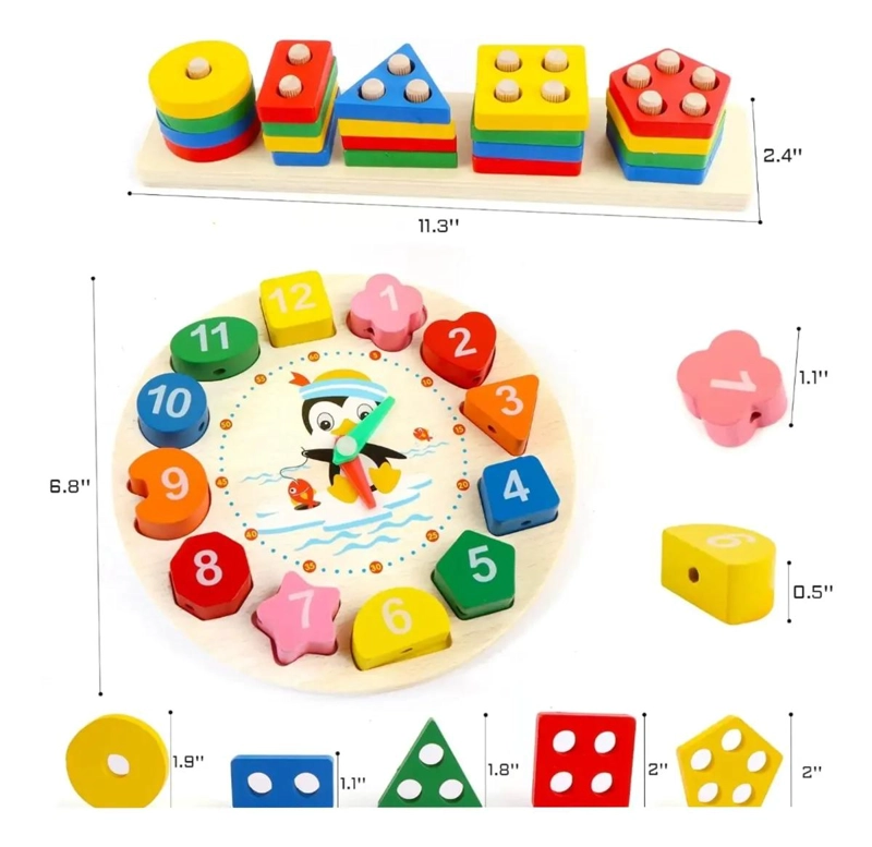 JUGUETE DE MADERA EDUCATIVO PARA NIÑOS PACK DE 2 - 4
