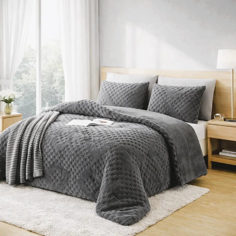 EDREDON REVERSIBLE ENGROSADO CON RELIEVE 3D PARA INVIERNO 1.5 PLAZAS - 2
