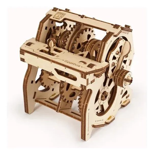 MAQUETA INTERACTIVA DE CAJA DE CAMBIOS MECANICA EN MADERA - 1