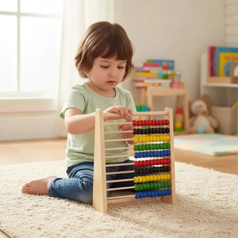 ABACO DE MADERA JUGUETE DIDACTICO PARA APRENDIZAJE INFANTIL - 1