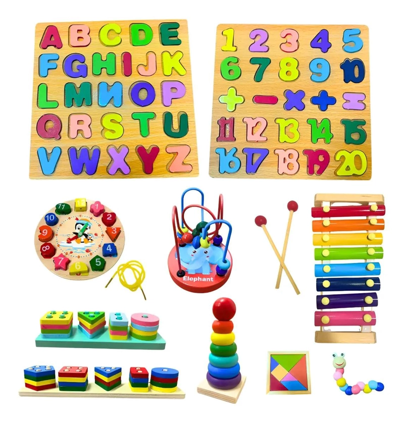 SET DE JUGUETES DIDACTICOS DE MADERA PARA APRENDIZAJE INFANTIL - 1