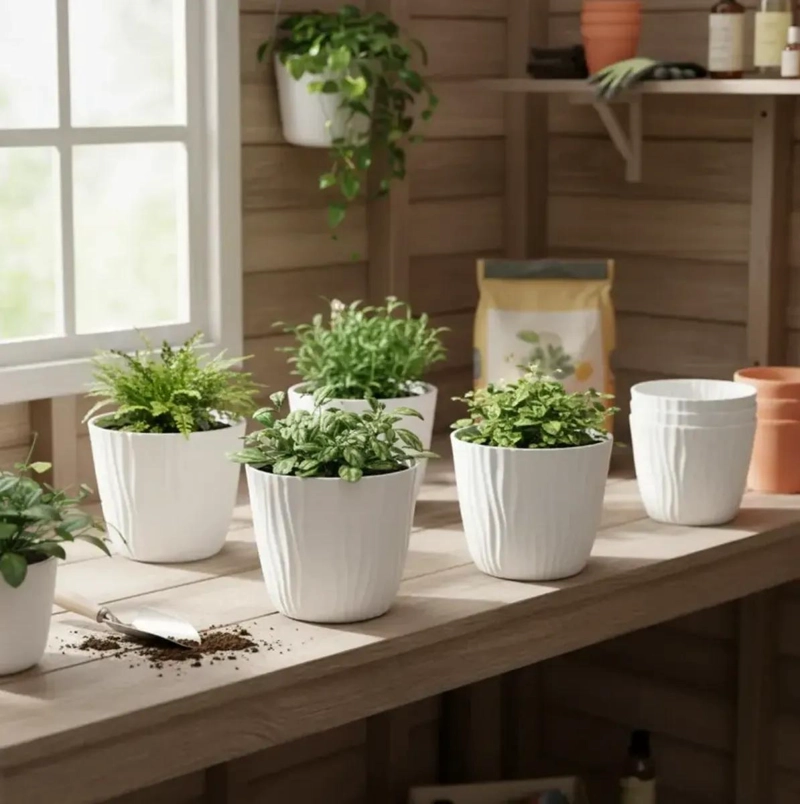 PACK DE 5 MACETEROS PLASTICOS AUTORREGANTES PARA PLANTAS - 2