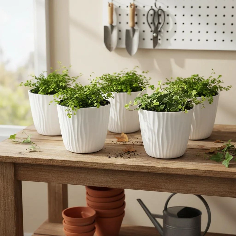 PACK DE 5 MACETEROS PLASTICOS AUTORREGANTES PARA PLANTAS - 7