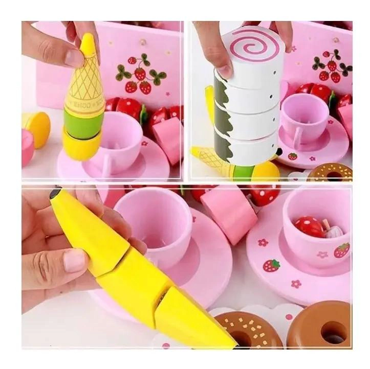 JUEGO DIDACTICO DE MADERA PARA CORTAR FRUTAS Y POSTRES - 3