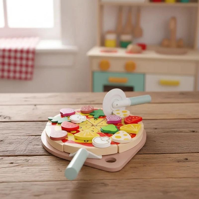 JUEGO DE COCINA INFANTIL SET DE PIZZA MULTICOLOR PARA NIÑOS - 4