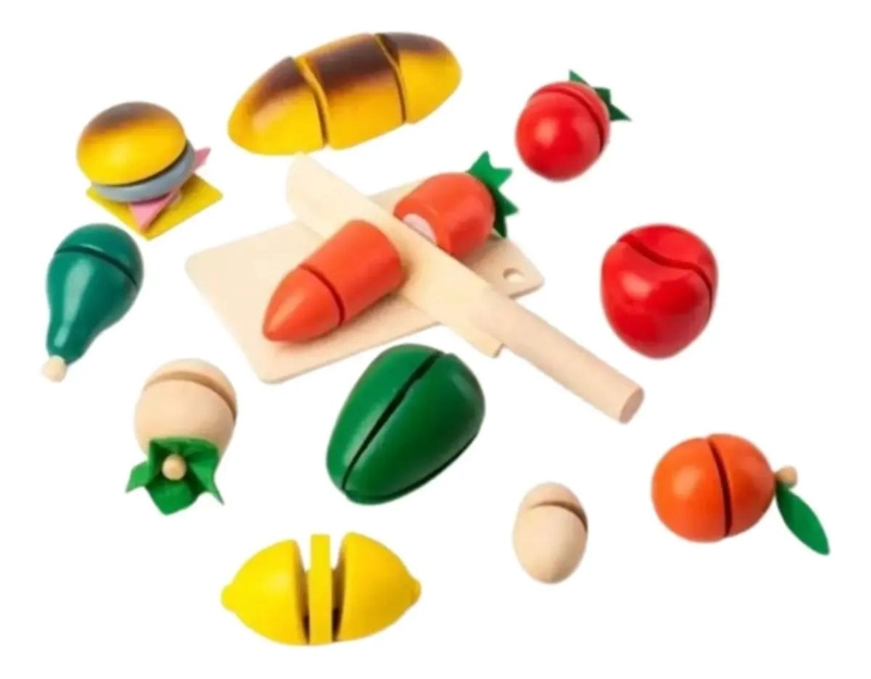 JUEGO DIDACTICO DE FRUTAS Y VERDURAS DE MADERA PARA NIÑOS - 3