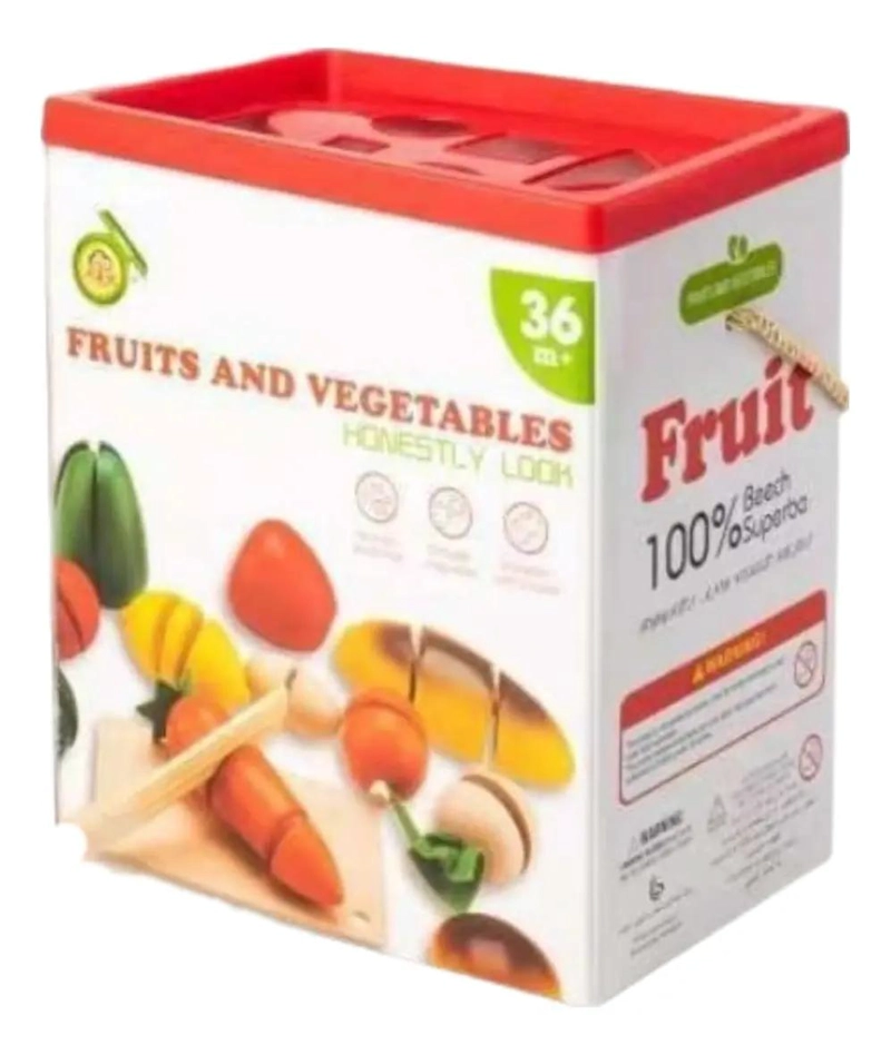 JUEGO DIDACTICO DE FRUTAS Y VERDURAS DE MADERA PARA NIÑOS - 4