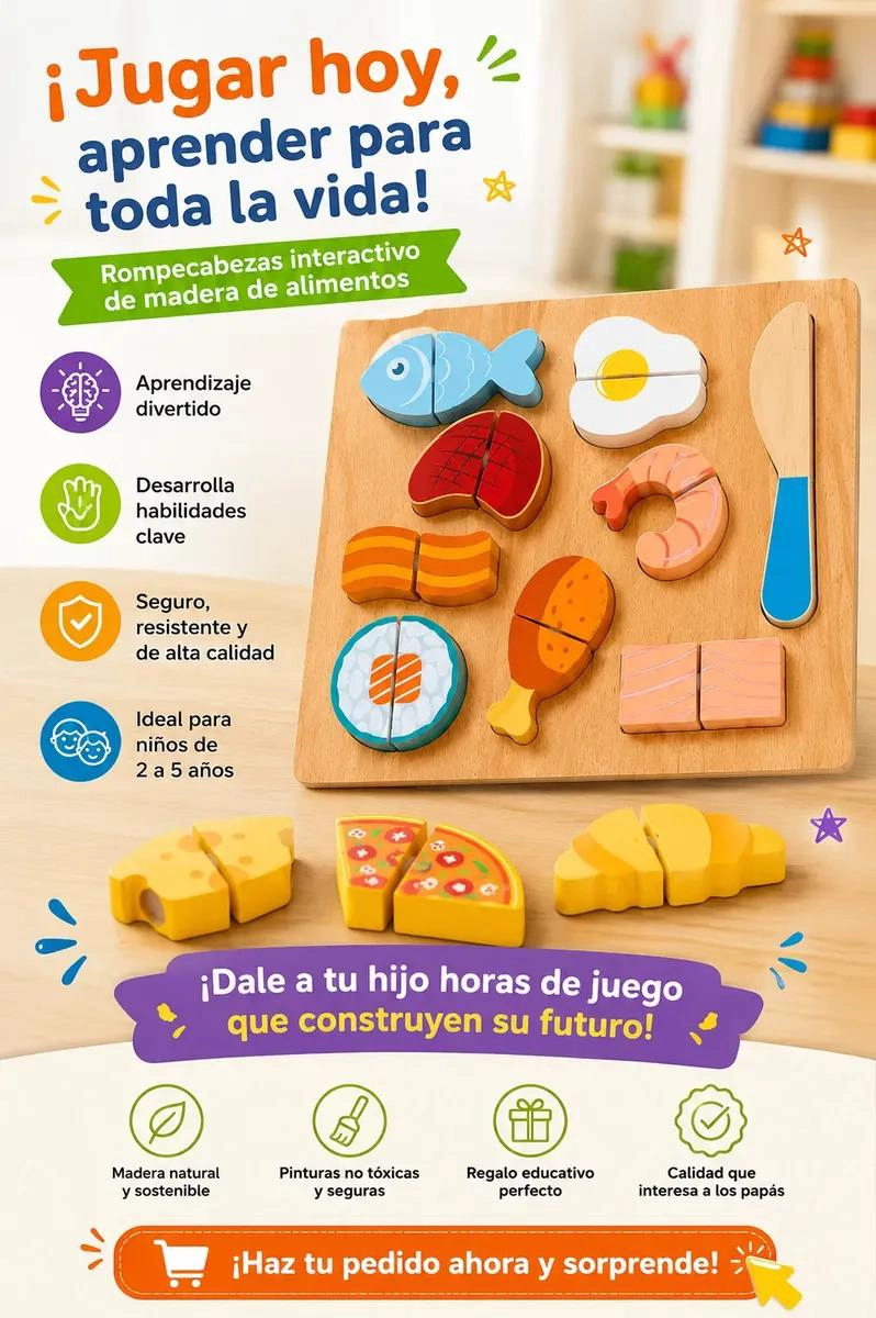 ROMPECABEZAS INTERACTIVO DE MADERA PARA APRENDIZAJE INFANTIL - 4