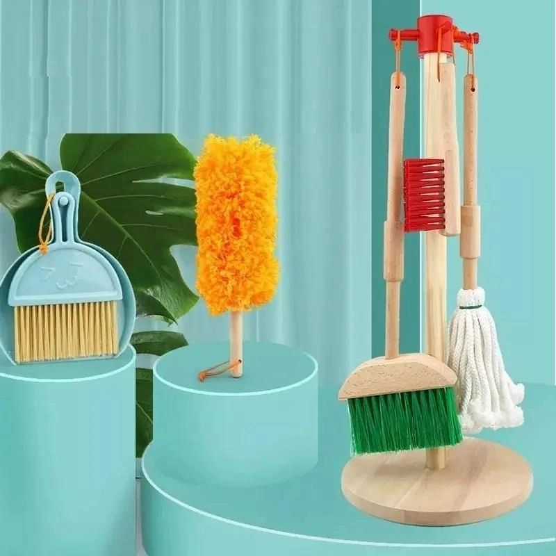 JUEGO DE LIMPIEZA DE MADERA PARA NIÑOS CON 6 PIEZAS - 2
