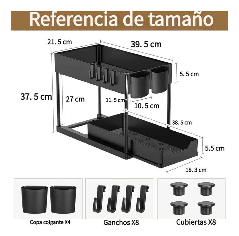 ORGANIZADOR DE COCINA BAJO FREGADERO CON 2 NIVELES - 2