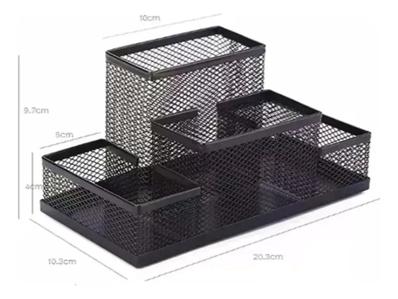 ORGANIZADOR DE ESCRITORIO METALICO NEGRO PARA OFICINA Y HOGAR - 2