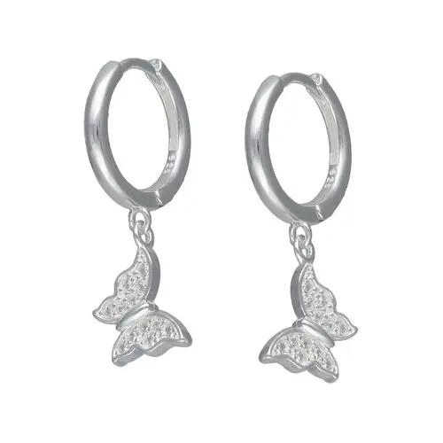 AROS HUGGIE MARIPOSA EN PLATA 925 CON MICROCIRCONES - 1