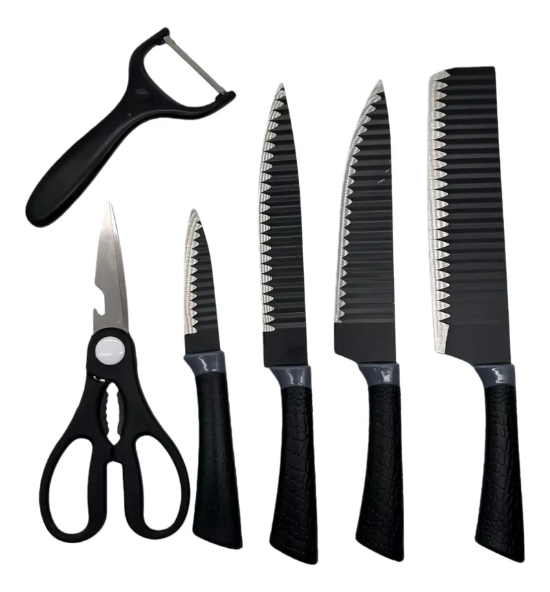 SET DE UTENSILIOS DE COCINA 6 PIEZAS CON CUCHILLOS Y TIJERAS - 1