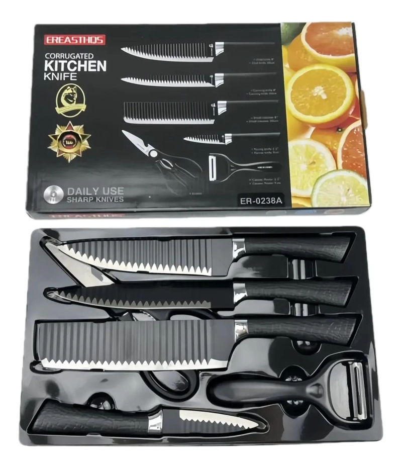 SET DE UTENSILIOS DE COCINA 6 PIEZAS CON CUCHILLOS Y TIJERAS - 2