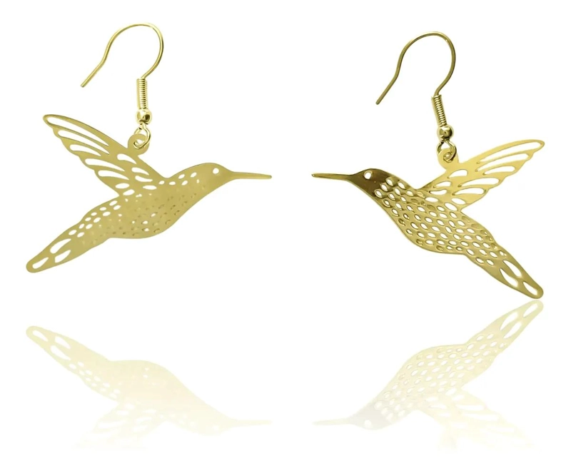 AROS COLIBRI ELEGANTES ENCHAPADOS EN ORO 18K - 2