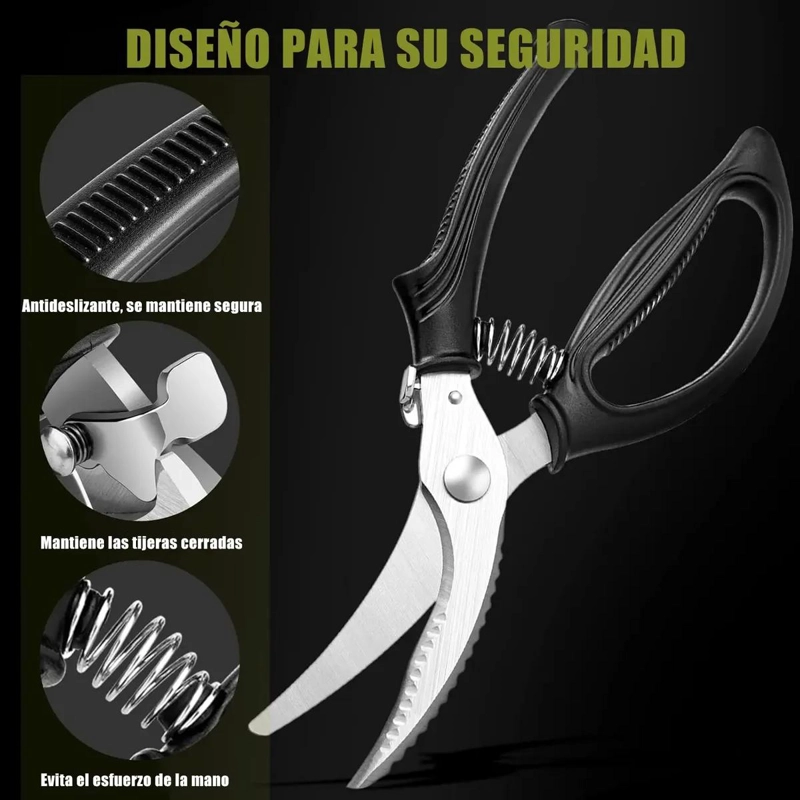 TIJERAS DE COCINA MULTIFUNCIONALES PARA CORTAR HUESOS Y DESMENUZAR CARNES - 4