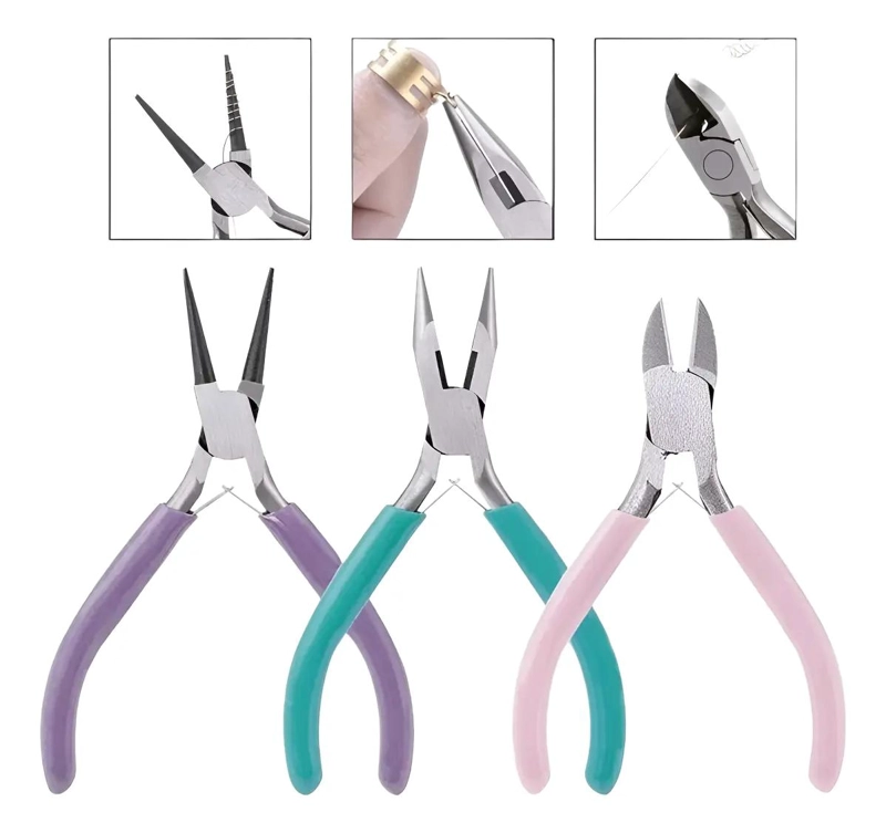 SET DE PINZAS PARA JOYERIA Y MANUALIDADES CON ERGONOMIA - 1