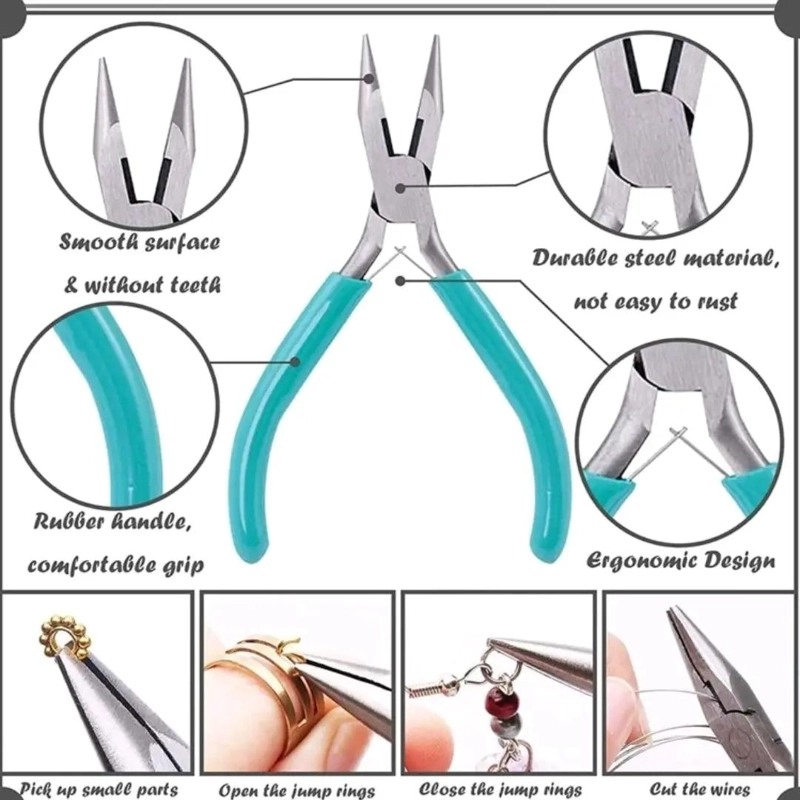 SET DE PINZAS PARA JOYERIA Y MANUALIDADES CON ERGONOMIA - 3
