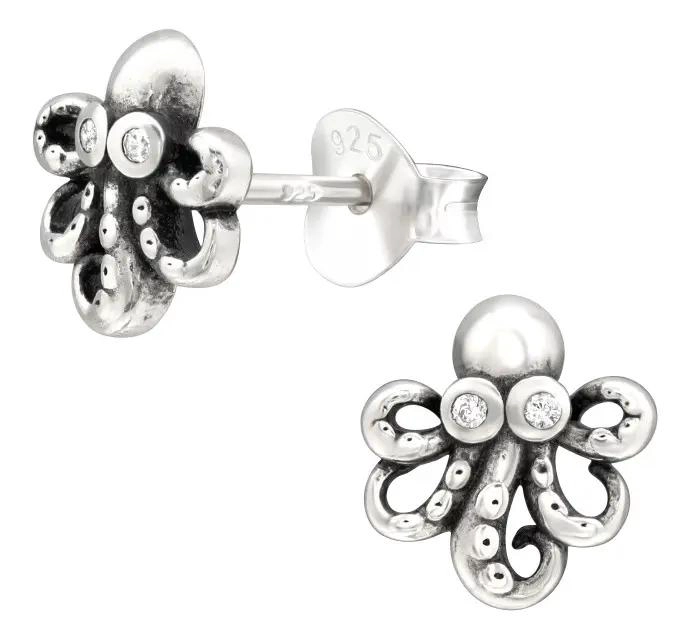 AROS DE PULPO DE PLATA 925 ENVEJECIDA PARA PENDIENTES - 1