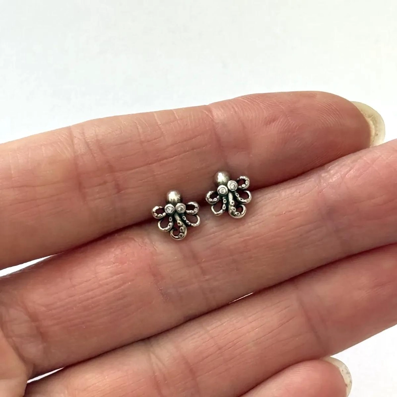 AROS DE PULPO DE PLATA 925 ENVEJECIDA PARA PENDIENTES - 2