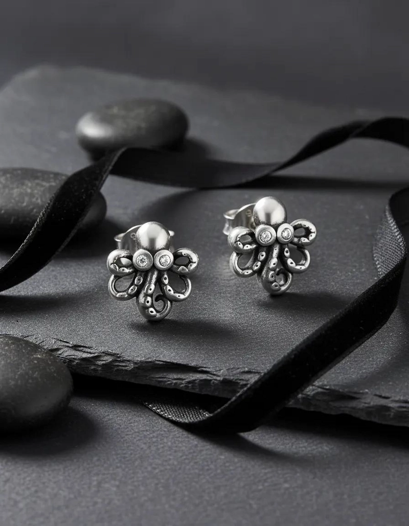 AROS DE PULPO DE PLATA 925 ENVEJECIDA PARA PENDIENTES - 3