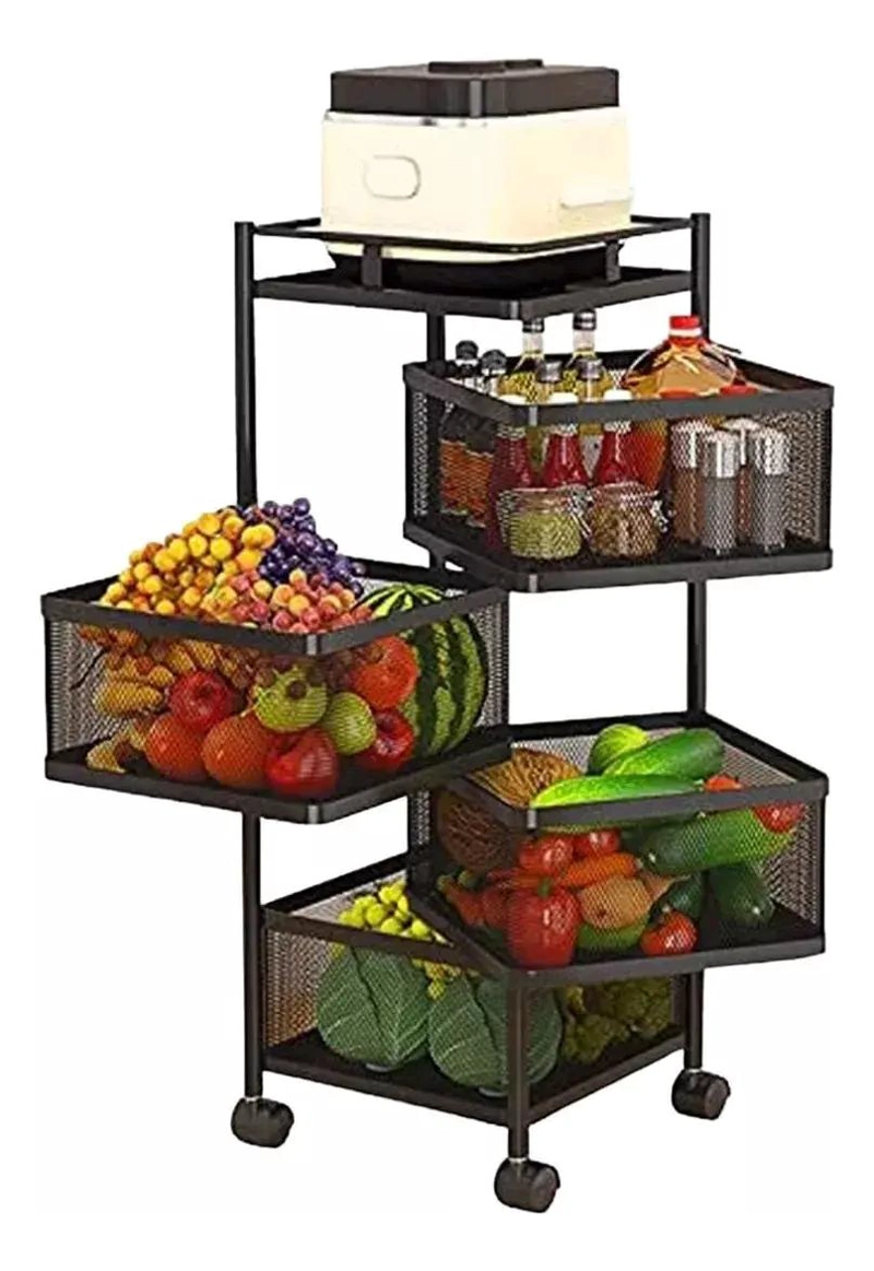 CARRITO ORGANIZADOR CUADRADO CON CESTAS GIRATORIAS DE 4 NIVELES - 1