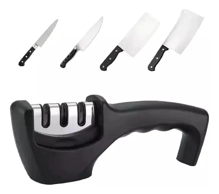 AFILADOR DE CUCHILLOS Y TIJERAS DE 3 ETAPAS EN ACERO Y CERAMICA - 1