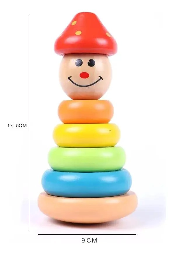 PAYASO APILABLE DE MADERA MULTICOLOR PARA BEBE S - 5