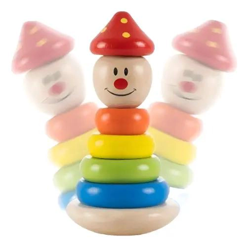 PAYASO APILABLE DE MADERA MULTICOLOR PARA BEBE S - 6