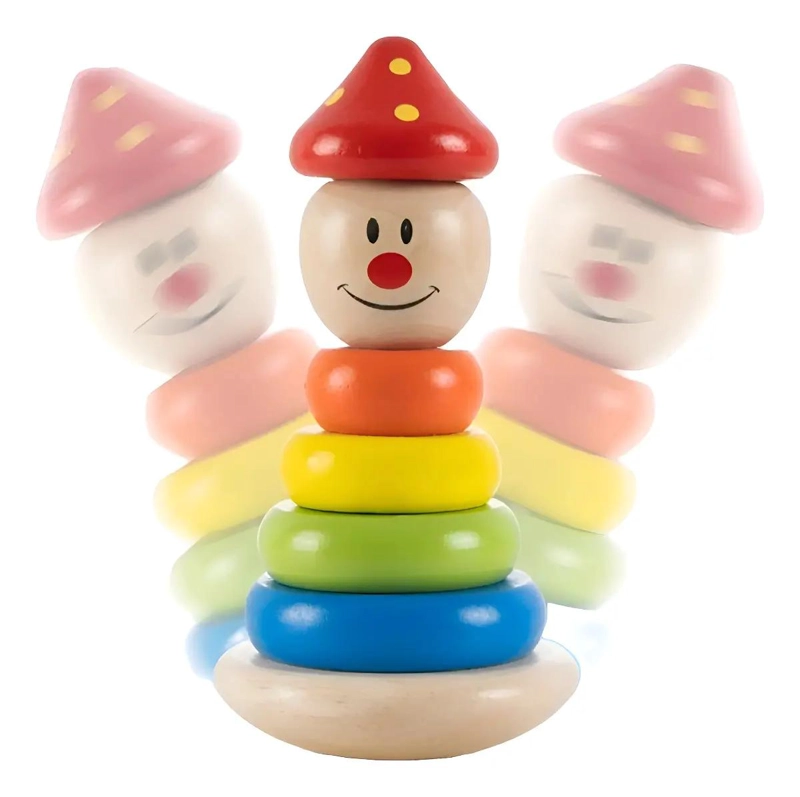 PAYASO APILABLE DE MADERA MULTICOLOR PARA BEBE S - 8