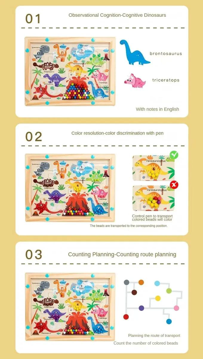 LABERINTO MONTESSORI MAGNE TICO DE DINOSAURIOS PARA NIÑOS - 3