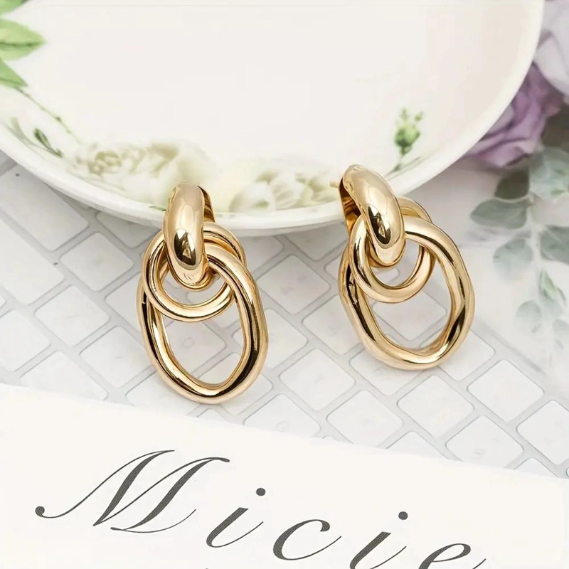 AROS PENDIENTES DOBLES ELEGANTES PARA OCASIONES ESPECIALES - 2