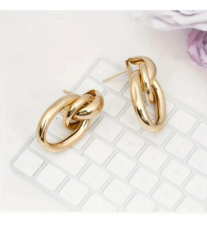 AROS PENDIENTES DOBLES ELEGANTES PARA OCASIONES ESPECIALES - 4