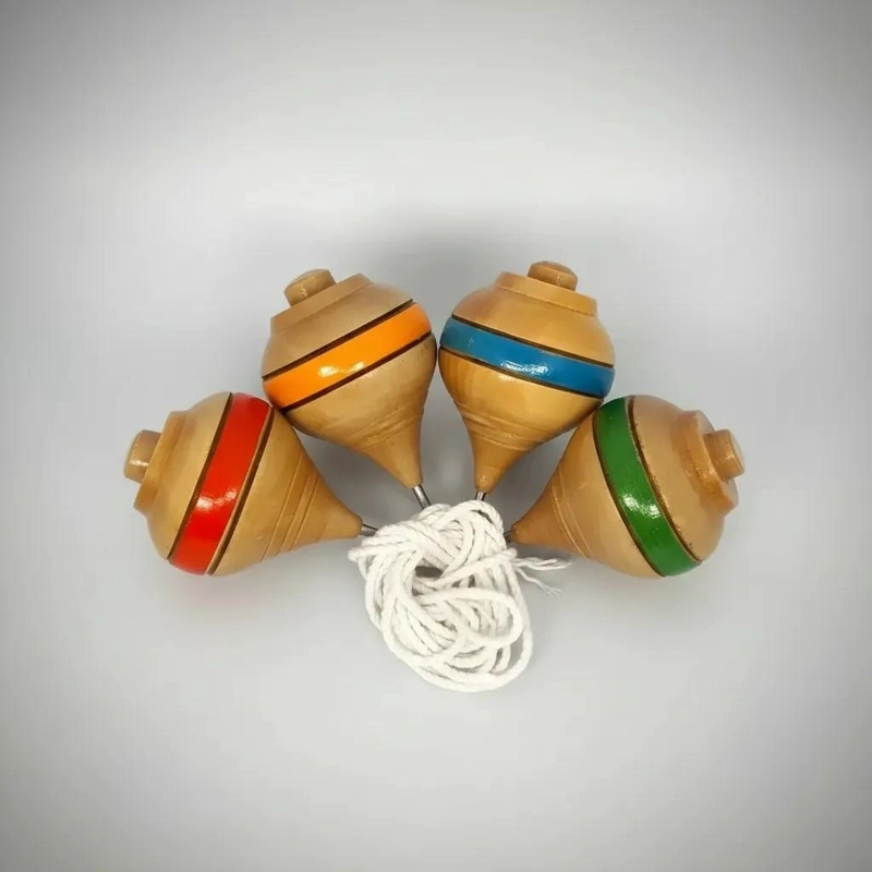 SET DE 12 TROMPOS DE MADERA TRADICIONAL PARA JUEGOS - 5