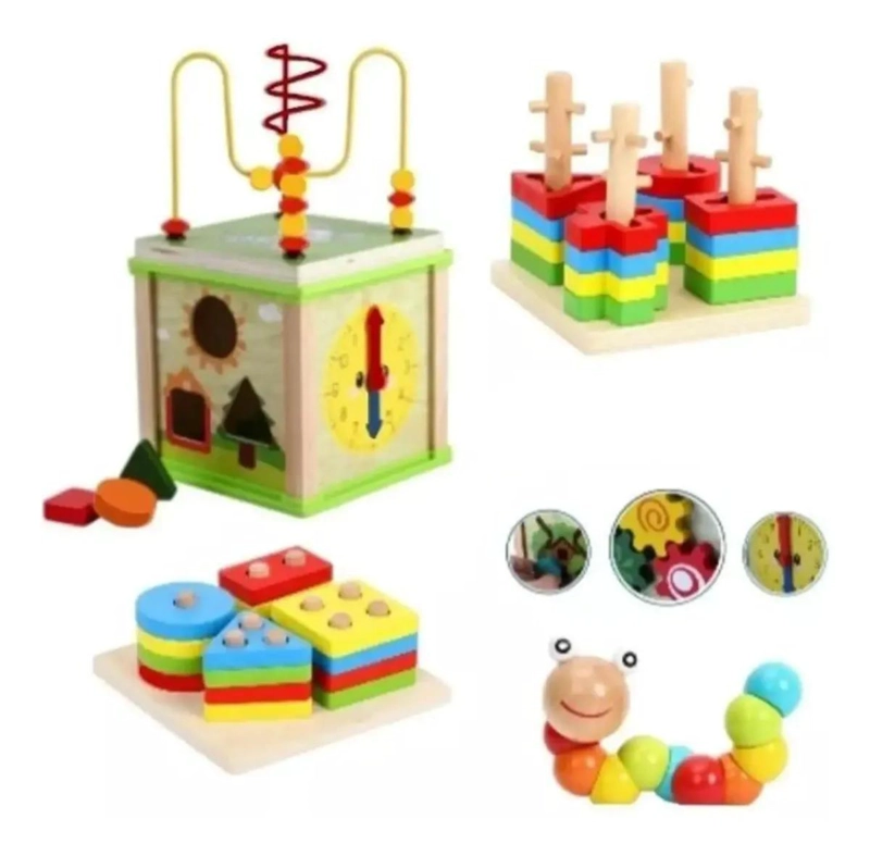 KIT DIDACTICO DE JUGUETES DE MADERA PARA NIÑOS - 1