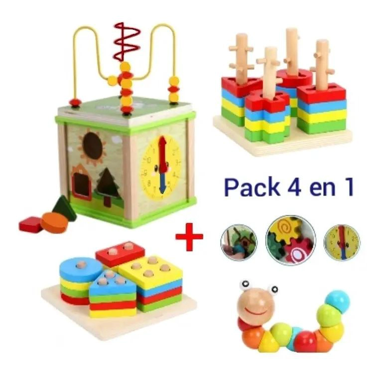 KIT DIDACTICO DE JUGUETES DE MADERA PARA NIÑOS - 2