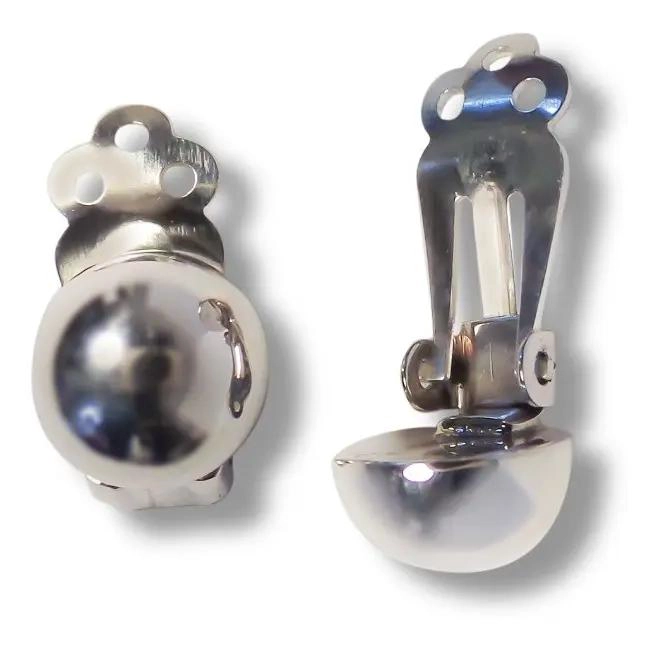 AROS DE PLATA FINA 925 CLIP MEDIA BOLA 12MM - 1