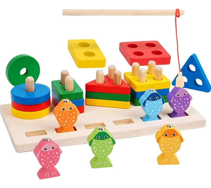 JUGUETE DIDACTICO DE MADERA PARA PESCA Y ENCAJE INFANTIL - 4