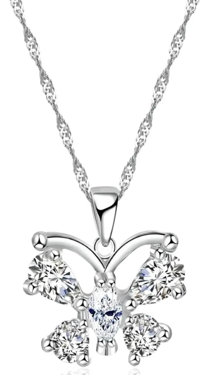 CONJUNTO DE AROS Y COLLAR DE PLATA 925 CON DISEÑO DE MARIPOSAS - 2
