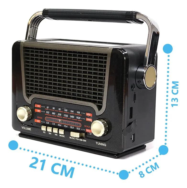 RADIO RETRO ANALOGICA AM/FM/SW CON BLUETOOTH Y LINTERNA SOLAR - 3