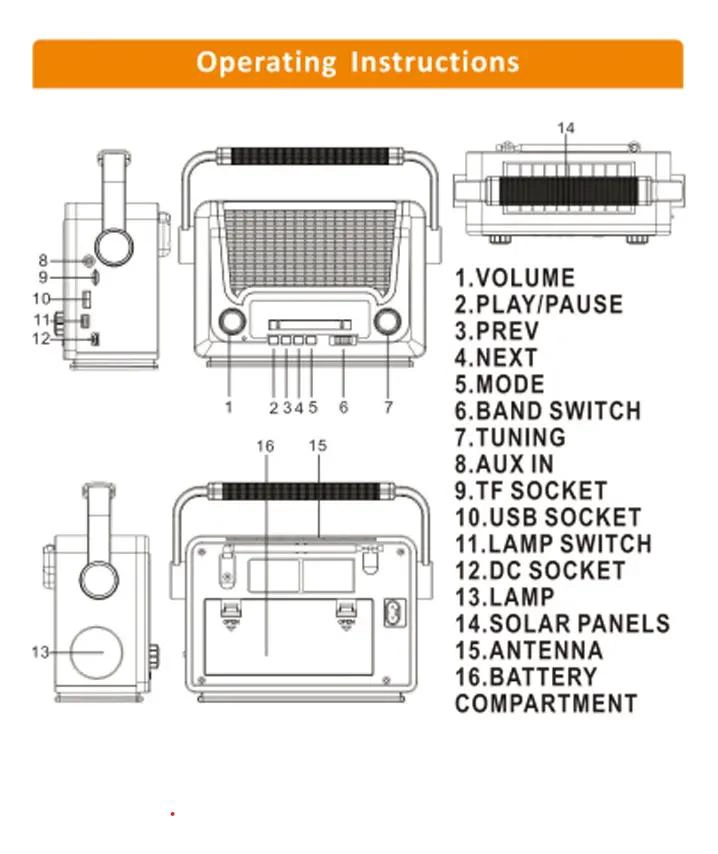 RADIO RETRO ANALOGICA AM/FM/SW CON BLUETOOTH Y LINTERNA SOLAR - 4