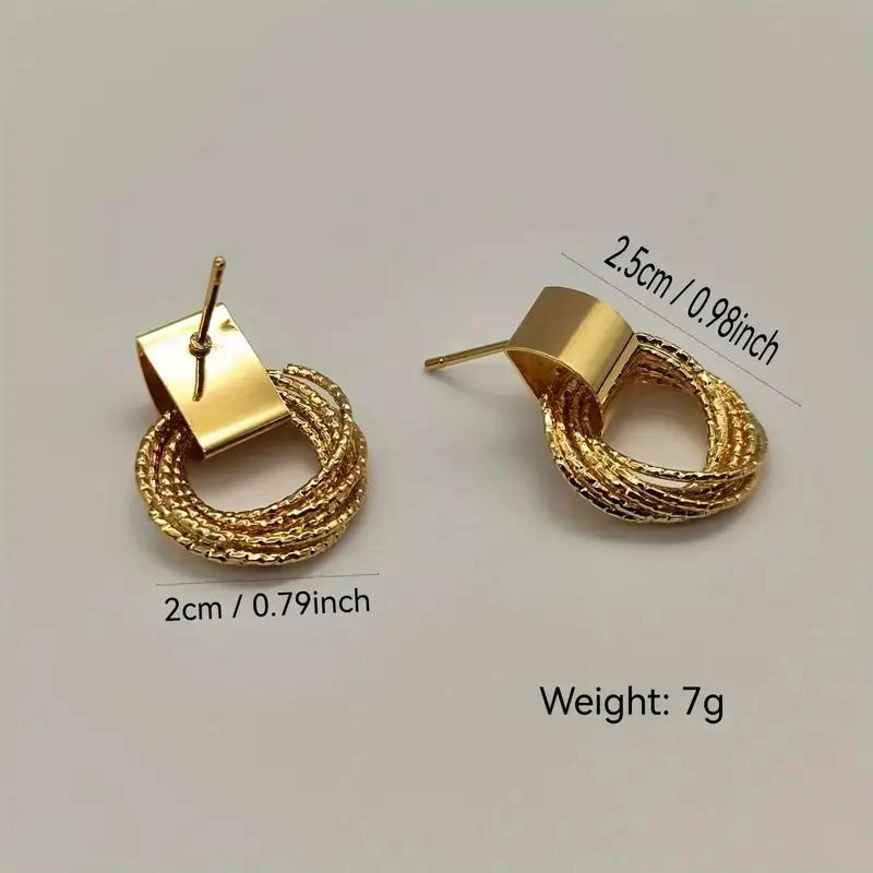 AROS PENDIENTES ELEGANTES DE ARGOLLA MULTICAPA PARA MUJER - 3